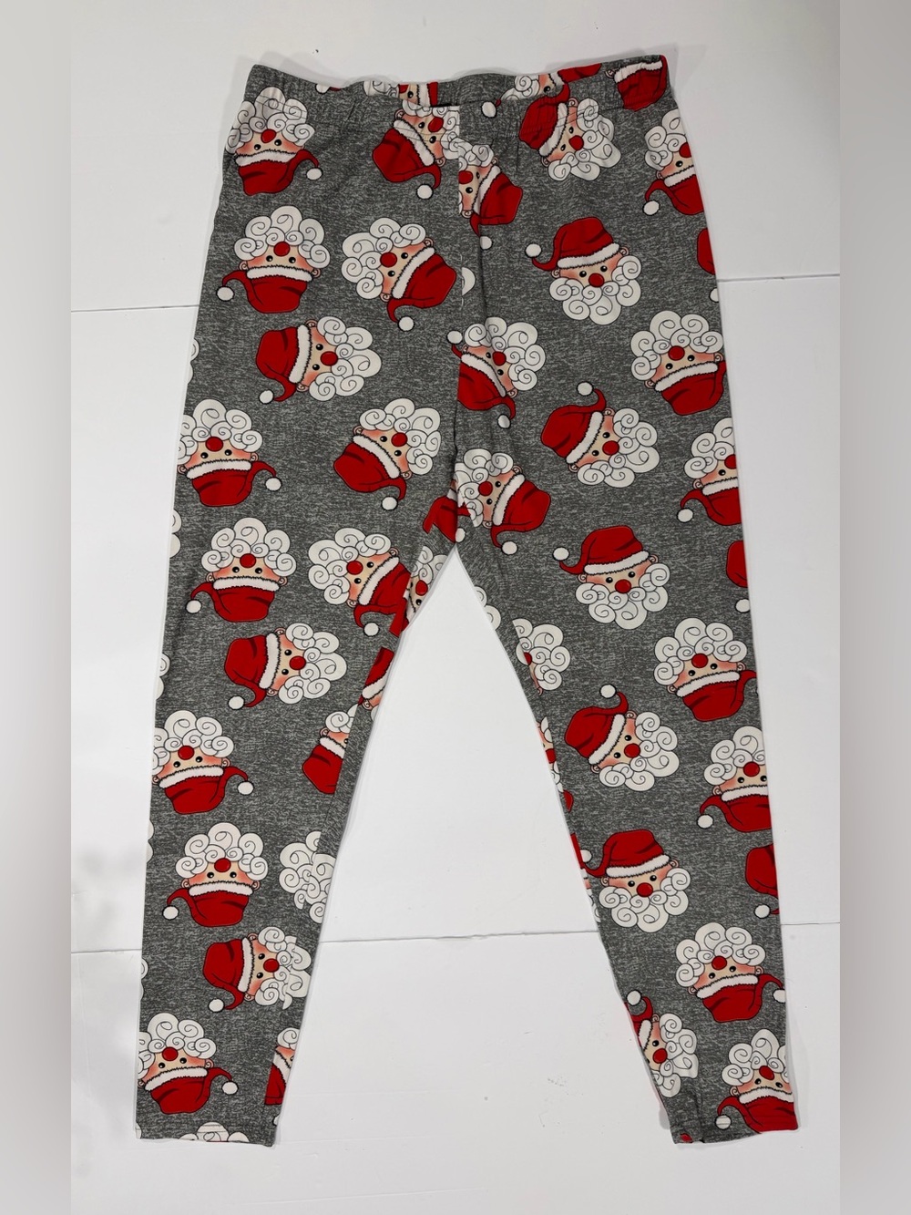 Grey Santa Print Holiday Leggings